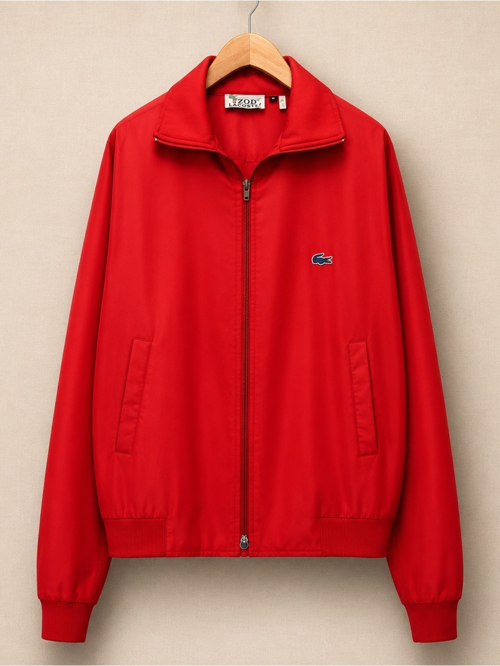 Vintage IZOD Lacoste Red Full Zip Track Jacket Embroidered Logo Medium